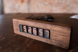 Apollo Numitron Flat-Tube Filament Clock - Solid Walnut