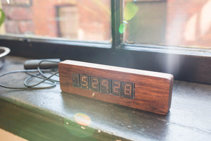 Apollo Numitron Flat-Tube Filament Clock - Solid Walnut