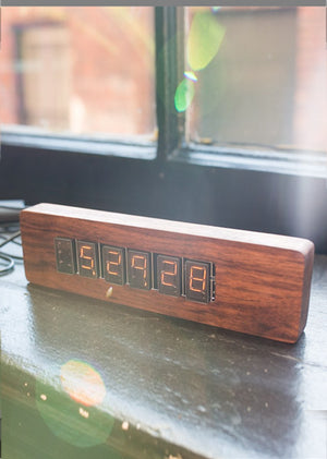 Apollo Numitron Flat-Tube Filament Clock - Solid Walnut