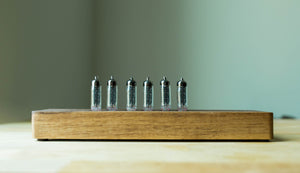 Russian Numitron Nixie Tube Clock - Solid Walnut