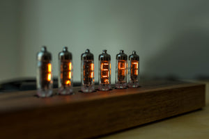 Russian Numitron Nixie Tube Clock - Solid Walnut