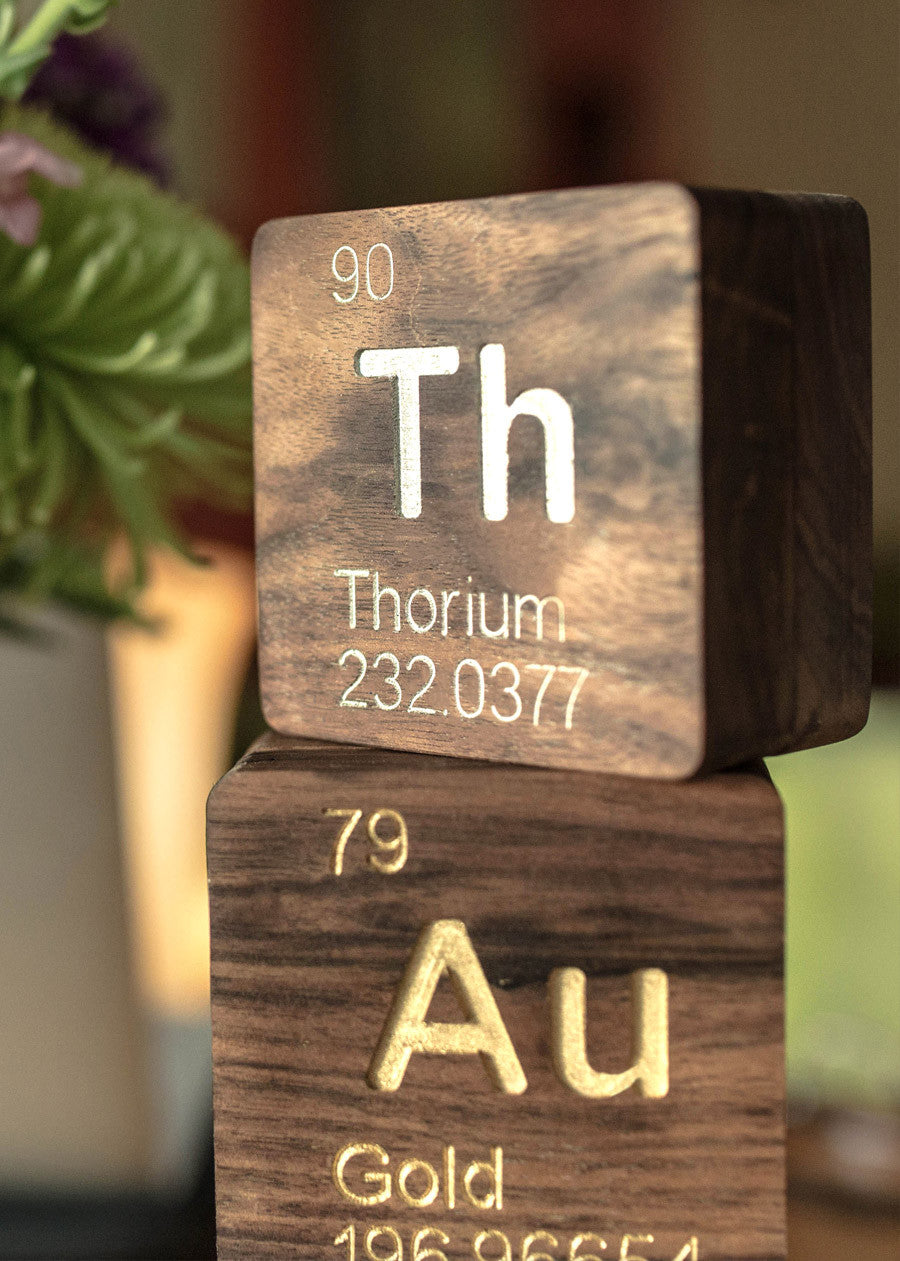 Thorium (Th): Periodic Table Atomic Element Carved Wooden Box - Walnut Hardwood