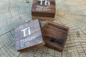 Titanium (Ti): Periodic Table Atomic Element Carved Wooden Box - Walnut Hardwood